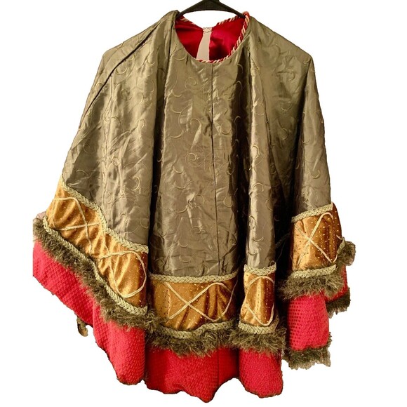 Handmade Luxurious Satin Christmas Tree Skirt 60" Red Gold Green Reversible EUC - Picture 10 of 12